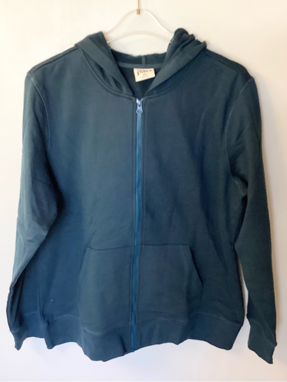 NWOT Pact Organic Brushed Fleece Full Zip Hoodie - Teal - XL